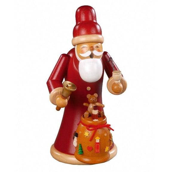 German incense smoker Santa Claus giving out X-mas, height 22 cm / 9 inch, original Erzgebirge by Mller Seiffen