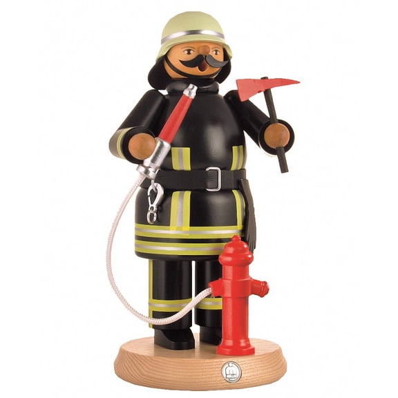 German incense smoker firefighter, height 24 cm / 9 inch, original Erzgebirge by Mller Seiffen