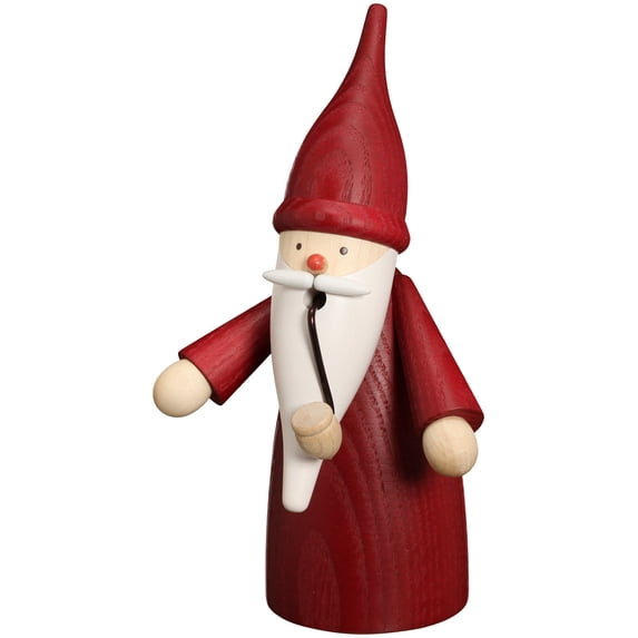 German incense smoker gnome red, height 16 cm / 6 inch, original Erzgebirge by Seiffener Volkskunst SV 12301/1