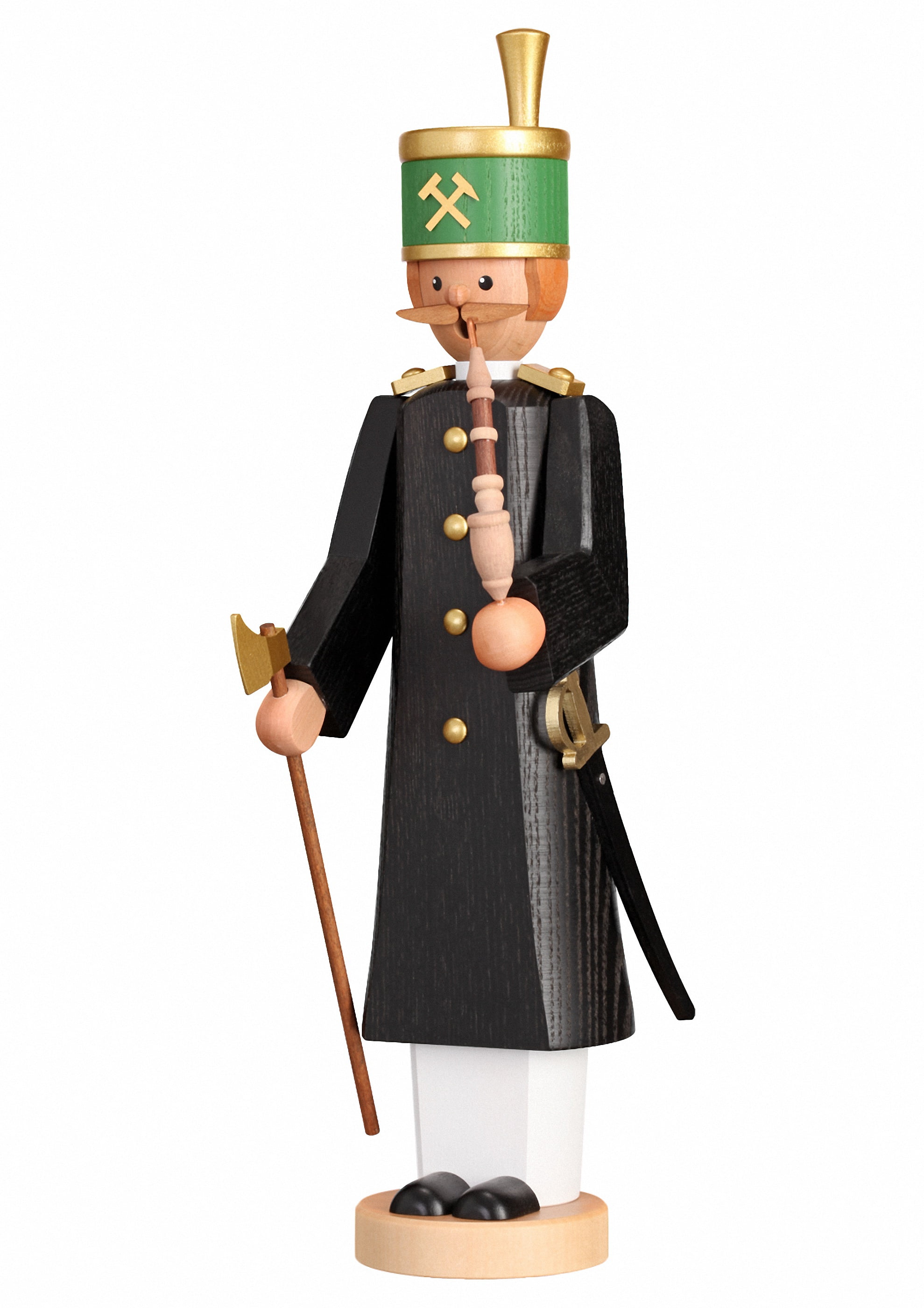 Fumador Incienso Alemán Traditonal Gnome Verde - 16 Cm / 6 Pulgadas - Auténticos Fumadores Erzgebirge Alemanes - Seiffener Volkskunst