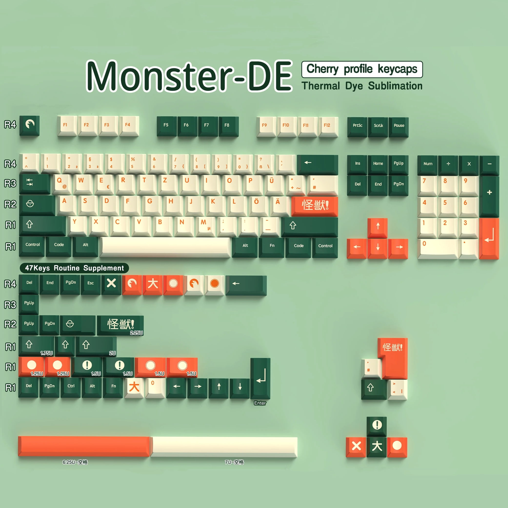 German keyboard keycaps Cherry Profile PBT Sub Dye ISO Layout DE Keycaps 136-156 Keys For Mechanical Keyboard 7U Space