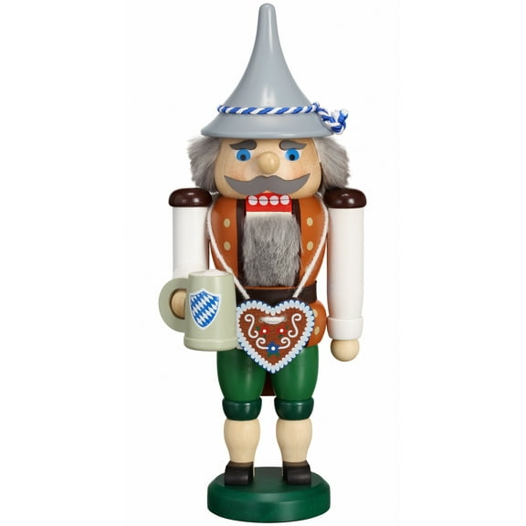 German nutcracker Bavarian on Oktoberfest, height 27 cm / 11 inch, original Erzgebirge by Seiffener Volkskunst SV 11955