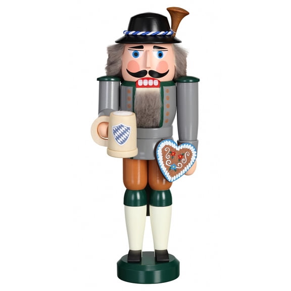 German nutcracker Bavarian on Oktoberfest, height 27 cm / 11 inch, original Erzgebirge by Seiffener Volkskunst