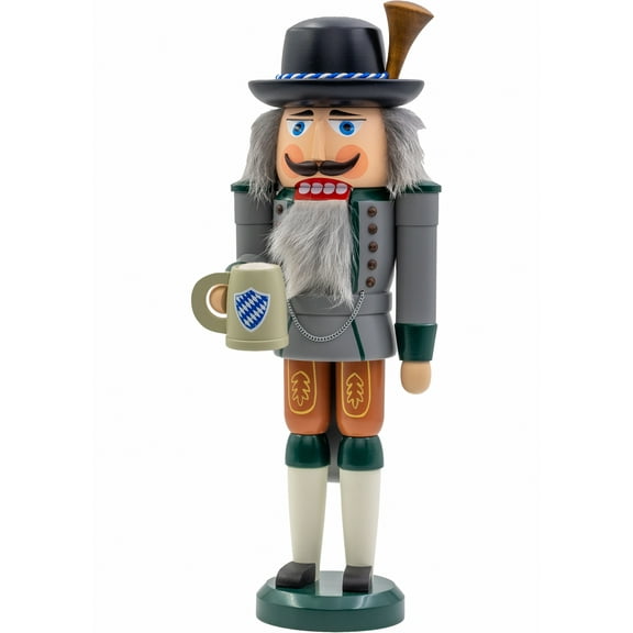 German nutcracker Bavarian on Oktoberfest, height 38 cm / 15 inch, original Erzgebirge by Seiffener Volkskunst