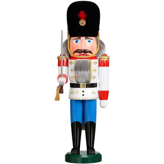 German nutcracker Dane white, height 39 cm / 15 inch, original Erzgebirge by Seiffener Volkskunst