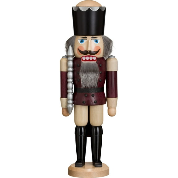 German nutcracker King ash-tree aubergine, height 39 cm / 15 inch, original Erzgebirge by Seiffener Volkskunst SV 11211/7