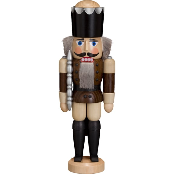 German nutcracker King ash-tree brown, height 29 cm / 11 inch, original Erzgebirge by Seiffener Volkskunst
