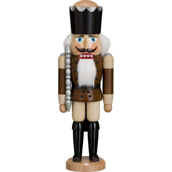 German nutcracker King ash-tree brown, height 39 cm / 15 inch, original Erzgebirge by Seiffener Volkskunst SV 11211/6
