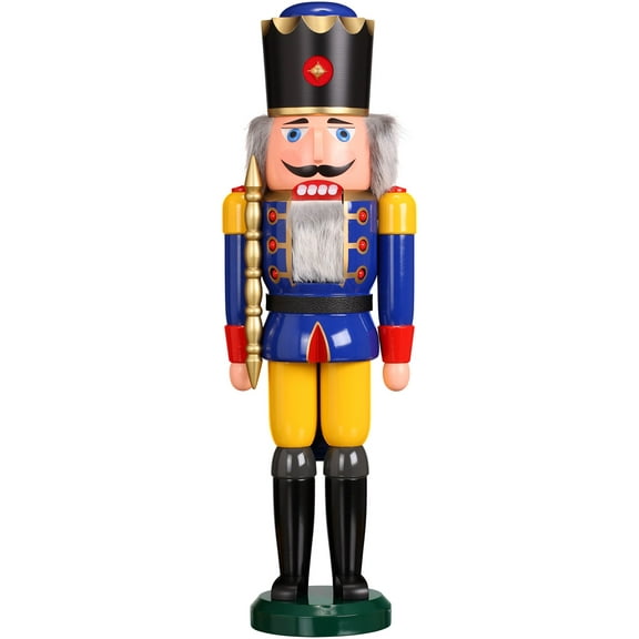 German nutcracker King blue, height 60 cm / 24 inch, original Erzgebirge by Seiffener Volkskunst