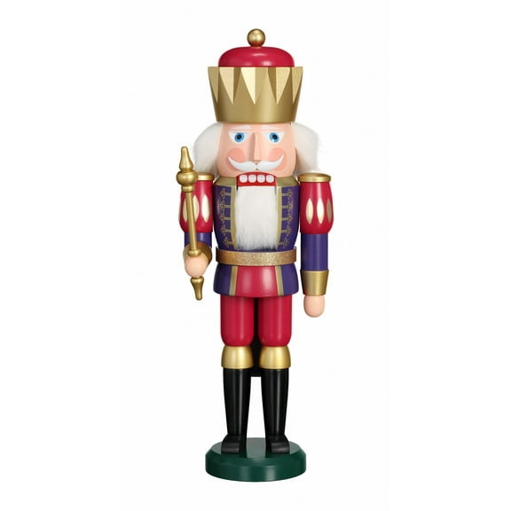 German nutcracker King indigo-rapberry, height 40 cm / 16 inch, original Erzgebirge by Seiffener Volkskunst