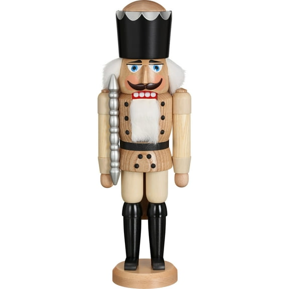 German nutcracker King natural, height 39 cm / 15 inch, original Erzgebirge by Seiffener Volkskunst