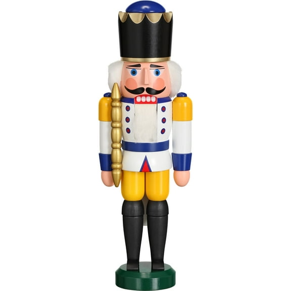 German nutcracker King white, height 29 cm / 11 inch, original Erzgebirge by Seiffener Volkskunst SV 11301/3