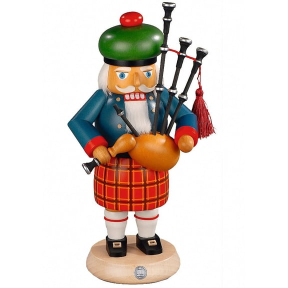 German nutcracker Scotsman with bagpipes, height 27 cm / 11 inch, original Erzgebirge by Mller Seiffen