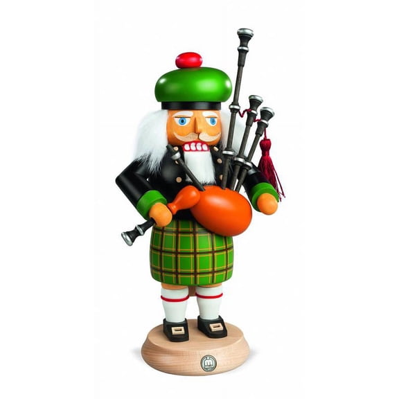 German nutcracker Scotsman with bagpipes, height 27 cm / 11 inch, original Erzgebirge by Mller Seiffen
