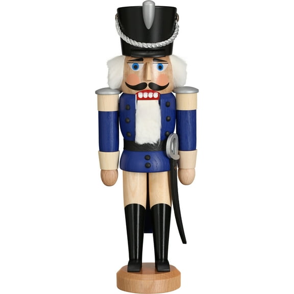 German nutcracker hussar ash-tree blue, height 28 cm / 11 inch, original Erzgebirge by Seiffener Volkskunst SV 11312/2