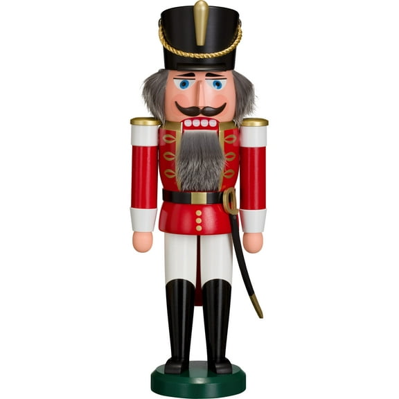 German nutcracker hussar red, height 37 cm / 15 inch, original Erzgebirge by Seiffener Volkskunst SV 11202/1