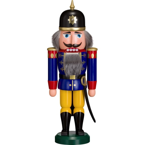 German nutcracker soldier blue, height 37 cm / 15 inch, original Erzgebirge by Seiffener Volkskunst SV 11205/2
