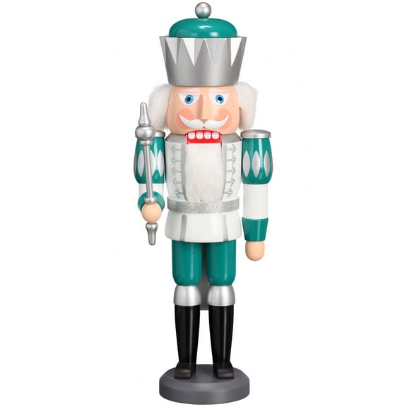 German nutcracker turquoise, height 40 cm / 16 inch, original Erzgebirge by Seiffener Volkskunst SV 11263