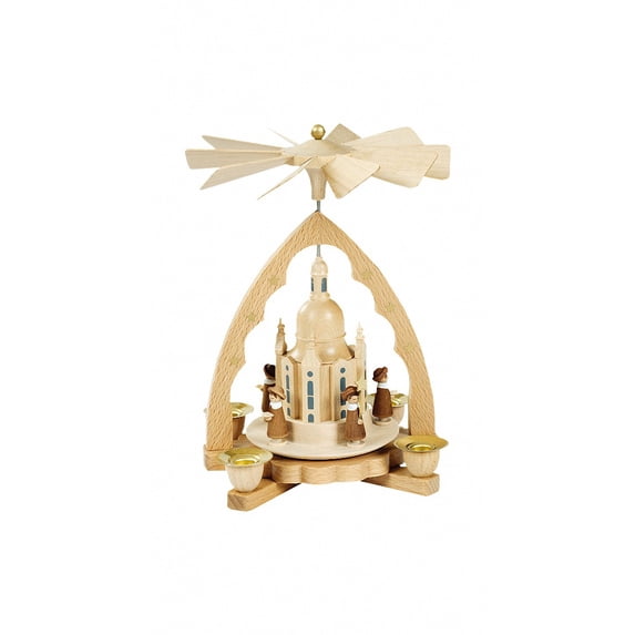 German pyramid with the church of Our lady in Dresden, height 19 cm / 7 inch, original Erzgebirge by Richard Glaesser Seiffen
