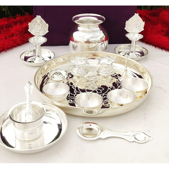German silver complete Laxmi Pooja set for housewarming pooja/ diwali festival