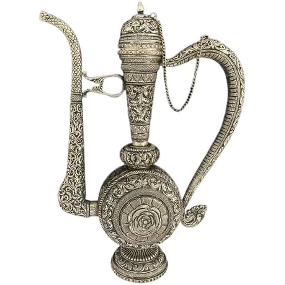 German silver fully carved surahi for home dcor/ gift item/ serving water, 1 piece