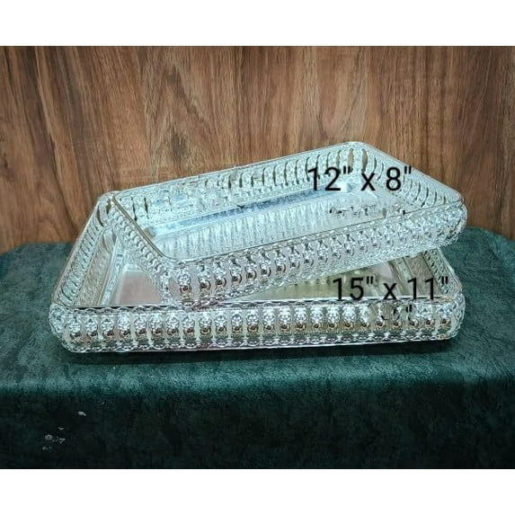 German silver set of 2 rectangular tray for serving/ gift item
