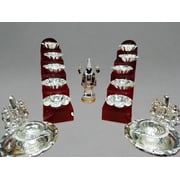 Indiancraftsbykanika German Silver Washable Diyas with Fiber Steps and Balaji Idol, 15-Piece Set