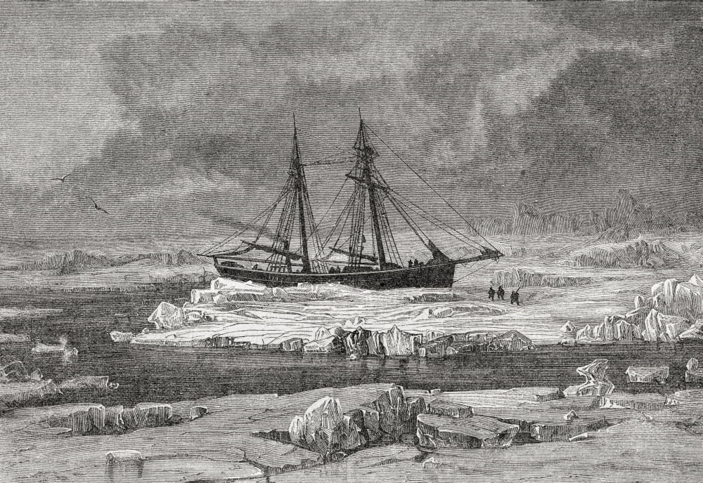 The Germania Stuck In The Pack Ice During The Second German North Polar Expedition In 1869 From El Mundo En La Mano Published 1875 Canvas Art - Ken Welsh  Design Pics (34 x 24)