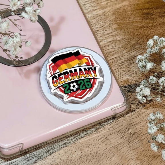 Germany 2026 Phone Grip Holder Stand - German Flag Shield Soccer Design Finger Grip