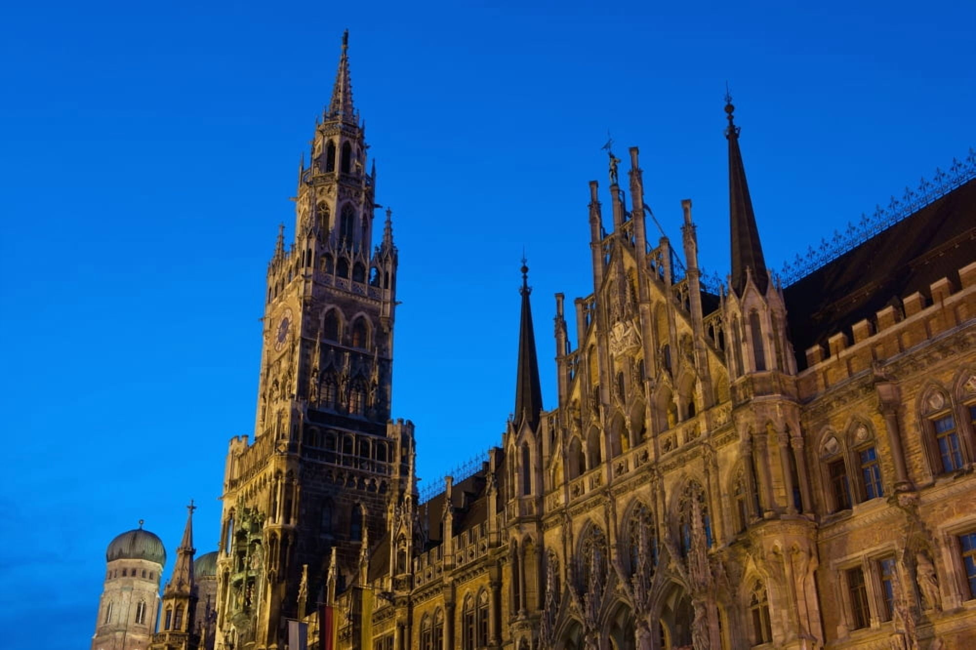 Germany Bavaria Rathaus on Marienplatz at dusk Munich Canvas Art - Ian Cumming Design Pics (38 x 24)