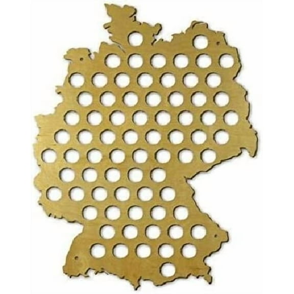 Torched Beer Cap Map Wall Decor Cap Holder 22" x 16" x 0.25" Germany