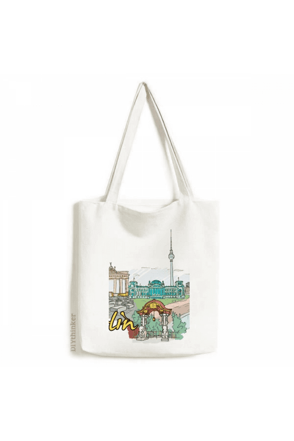 Germany Berlin Landmark Architecture Tote Canvas Bag Shopping Satchel Casual Handbag