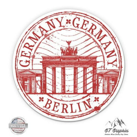 Germany Berlin Travel Stamp - 5" Vinyl Sticker - For Car Laptop I-Pad - Waterproof Decal