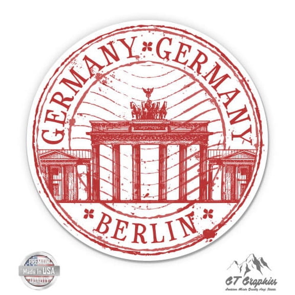 Germany Berlin Travel Stamp - 5" Vinyl Sticker - For Car Laptop I-Pad - Waterproof Decal