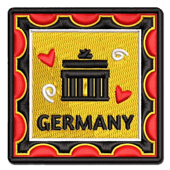 Germany Brandenburg Gate Passport Travel Applique Multi-Color Embroidered Hook & Loop Patch - 3 Inch Medium