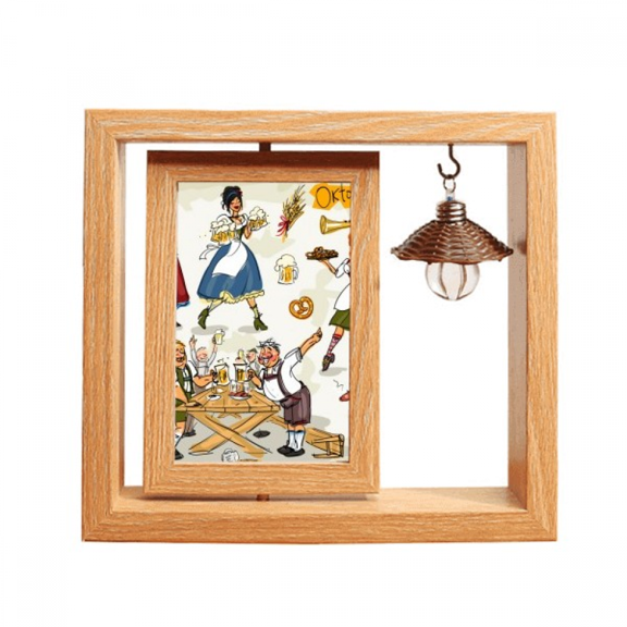 Germany Breakfast  Culture Wooden Rotating Picture Photo Frame 4x6