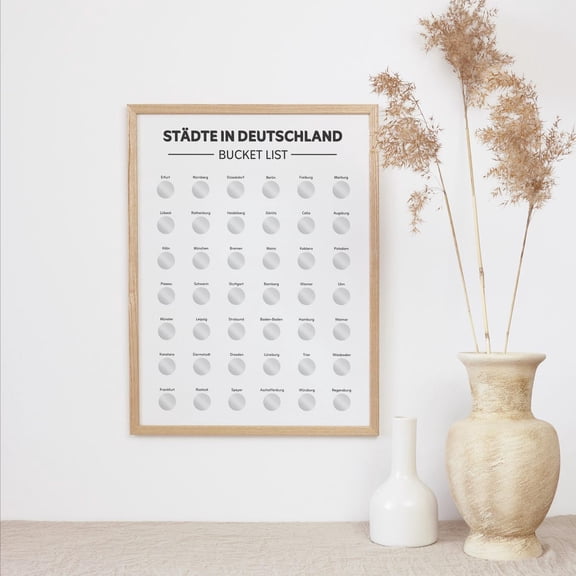 Germany Bucket List Scratch Off Poster Map, Unframed Paper Poster 16x20in