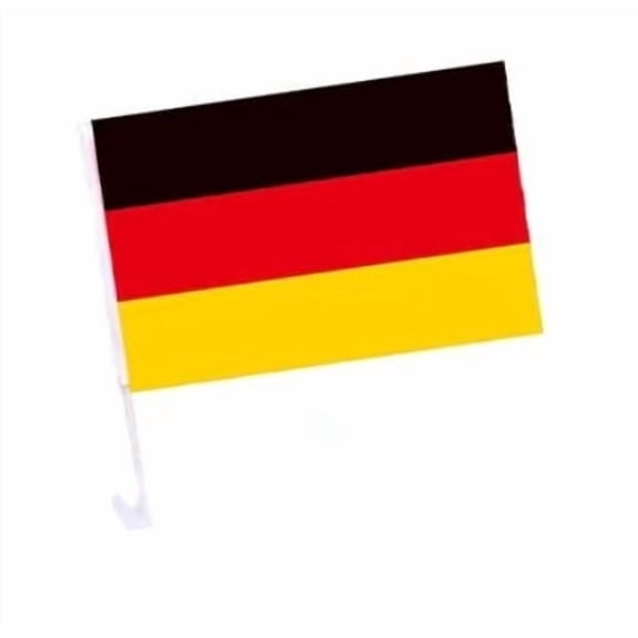 Germany Car Flags, 12x18 Inch Double-sided German Car Flag with 17" Flagpole, Made from Waterproof Polyester, No-Drill Easy Clip-on Installation for Most Vehicle Window - 1 pcs