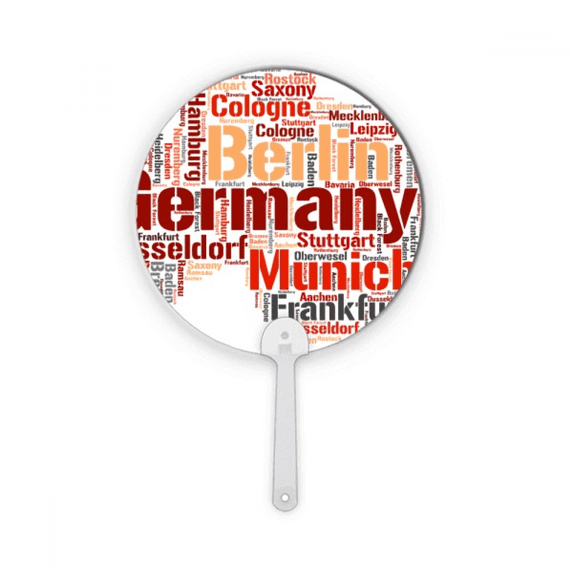 Germany City Name Map Style Pattern Plastic Round Handheld Fan Decorations Craft