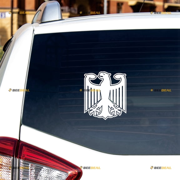 Germany Coat of Arms German Eagle Sticker Decal Vinyl Deutschland - 2 Pack White 4" - For Car Boat Laptop Cup No Background Die-cut 0219a5