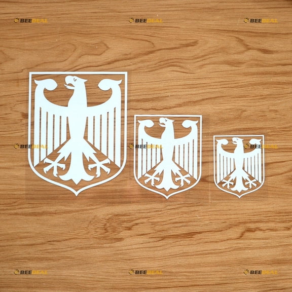 Germany Coat of Arms German Eagle Sticker Decal Vinyl Deutschland - 3 Pack White 3" 4" 6" - For Car Boat Laptop Cup No Background Die-cut 0219b5