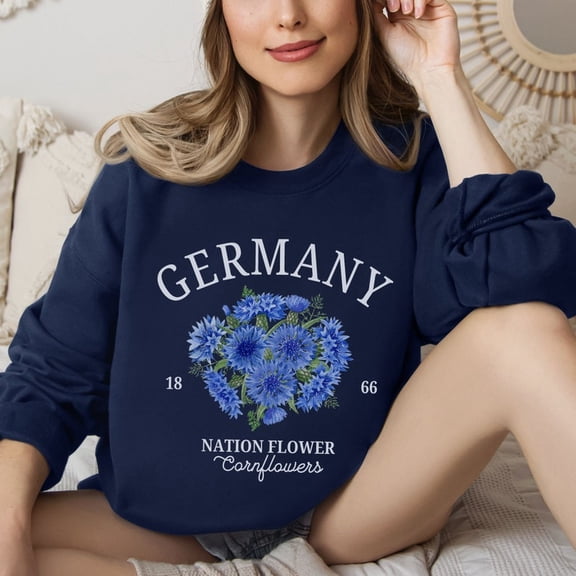 Germany Cornflower Sweatshirt, Vintage 90s German Pride Crewneck, Oktoberfest Travel Gift Sweater