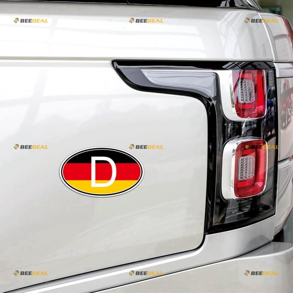 Germany D Oval Country Code German Flag Deutschland Car Magnet Magnetic Sticker Decal - 2 Pack Reflective 4" - for Truck Door Fridge Reusable Waterproof