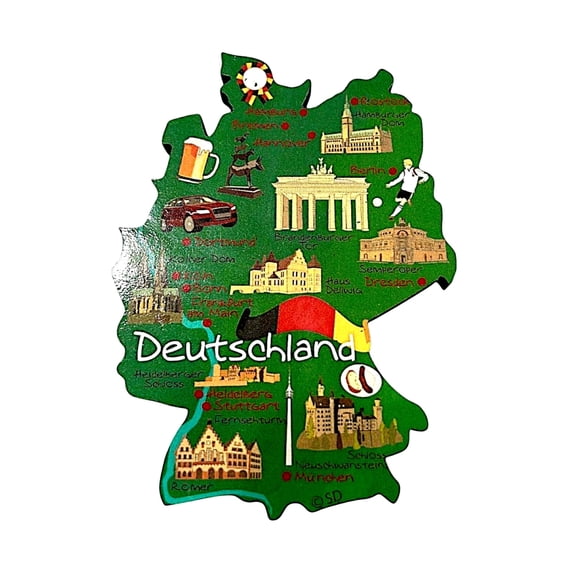 Germany (Deutschland) Decowood Jumbo Wood Fridge Magnet 3.5" x 2.5"