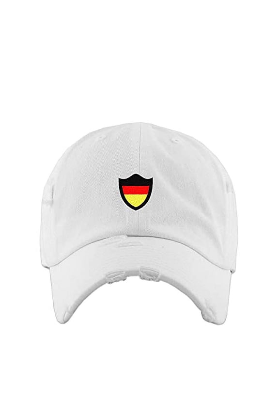 Germany Deutschland Flag Vintage Baseball Cap Embroidered Cotton Adjustable Distressed Dad Hat White