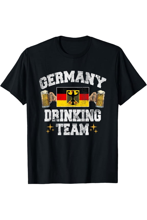 Germany Drinking Team Germany Beer Festivals Oktoberfest T-ShirtMen's and women's gift, black and white T-shirt, size: Extra large S-4XL