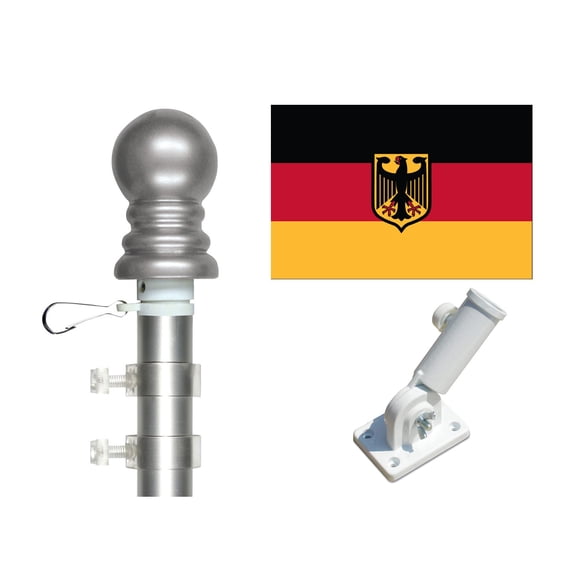 Germany (Eagle) 3'x5' Flag and Spinner Flagpole Set, Includes Flag, 6' Spinner Pole and Bracket