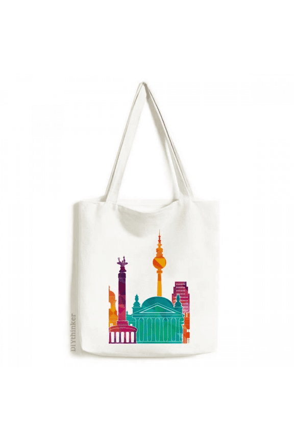 Germany Famous Landmark Set Tote Canvas Bag Shopping Satchel Casual Handbag