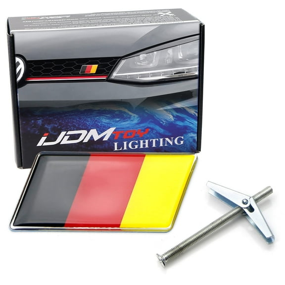 Germany Flag Emblem Badge w/Grille/Mesh Mount Toggle Bolt Anchor For European Cars