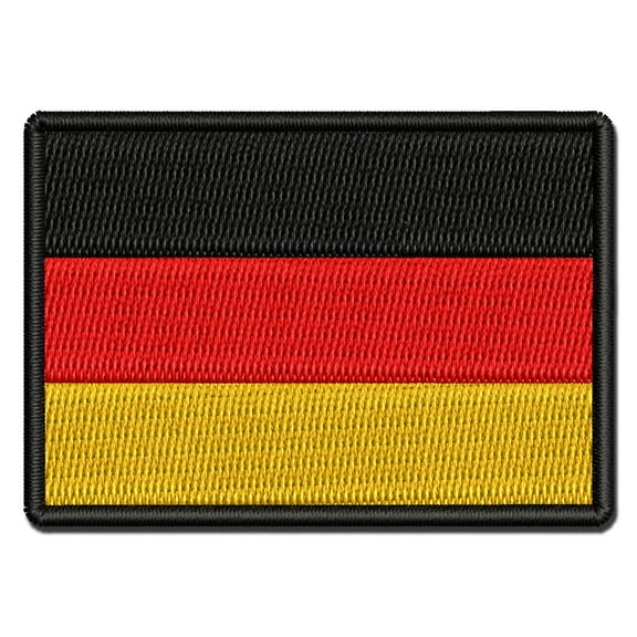 Germany Flag German Applique Multi-Color Embroidered Hook & Loop Patch - 2.5 Inch Small
